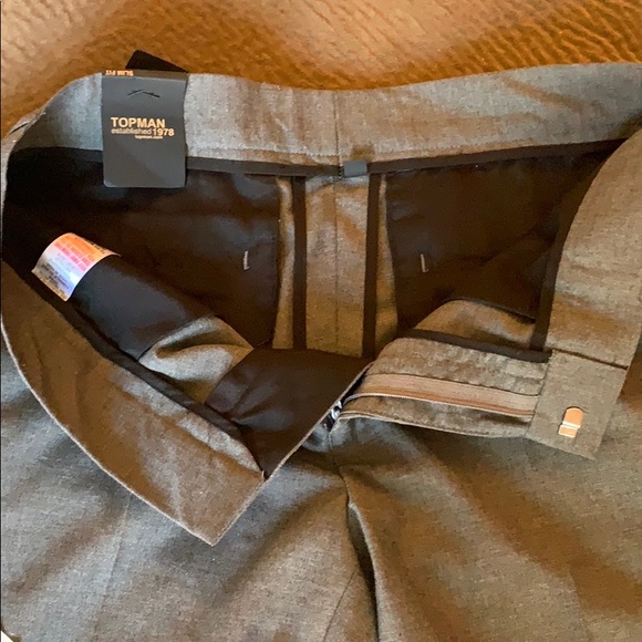 Topman Slim Fit gray slacks dress work suit pant - Picture 5 of 8